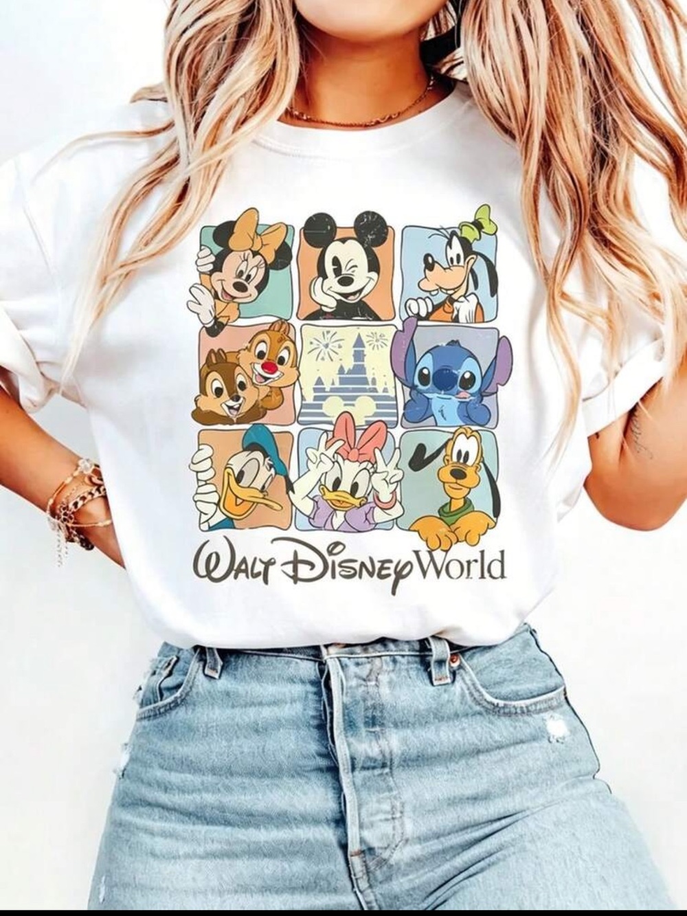 Disney White Short Sleeve Tee with Characters